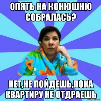 опять на конюшню собралась? нет,не пойдешь,пока квартиру не отдраешь