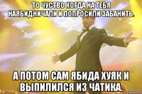 то чуство когда на тебя наябидничали и попросили забанить. а потом сам ябида хуяк и выпилился из чатика.