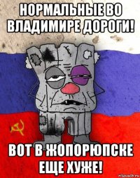 нормальные во владимире дороги! вот в жопорюпске еще хуже!