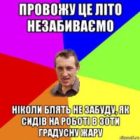 провожу це літо незабиваємо ніколи блять не забуду, як сидів на роботі в 30ти градусну жару