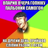 впарив вчера гопніку пальоний самогон на другий день прийшов сліпий разом з псом