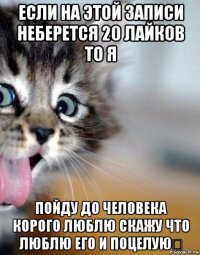 если на этой записи неберется 20 лайков то я пойду до человека корого люблю скажу что люблю его и поцелую♡