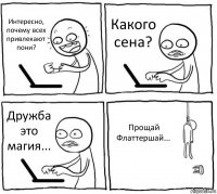 Интересно, почему всех привлекают пони? Какого сена? Дружба это магия... Прощай Флаттершай...