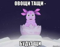 овощи тащи - будут щи