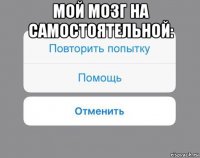 мой мозг на самостоятельной: 