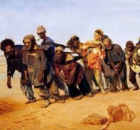 Создать мем Бурлаки на Волге