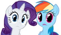 Создать мем Rarity and rainbow3