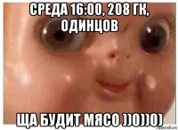 среда 16:00, 208 гк, одинцов ща будит мясо ))0))0)