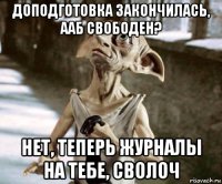 доподготовка закончилась, ааб свободен? нет, теперь журналы на тебе, сволоч