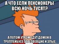 а что если пенсионеры всю ночь тусят? а потом утром едут домой в троллейбусе отрезвевшие и злые