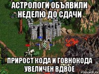 астрологи объявили неделю до сдачи прирост кода и говнокода увеличен вдвое