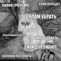 140000 грн комп Ремонт делать Хлам убрать Колонки поставить Электронику провести Рома переедет Сиги дорожают   