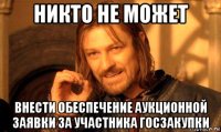 никто не может внести обеспечение аукционной заявки за участника госзакупки