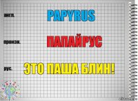 PAPYRUS папайрус ЭТО ПАША БЛИН!