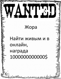 Жора Найти живым и в онлайн,
награда 1000000000000$