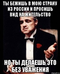 ты бежишь в мою страну из россии и просишь вид на жительство но ты делаешь это без уважения