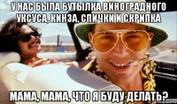 у нас была бутылка виноградного уксуса, кинза, спички и скрипка мама, мама, что я буду делать?
