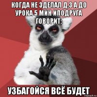 когда не зделал д.з а до урока 5 мин иподруга говорит: узбагойся всё будет