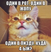 один в рот, один в жопу один в пизду. куда 4-ый?