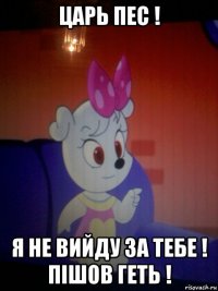 царь пес ! я не вийду за тебе ! пішов геть !