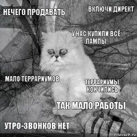 нечего продавать террариумы кончились у нас купили всё лампы утро-звонков нет мало террариумов включи директ так мало работы   