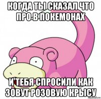 когда ты сказал что про в покемонах и тебя спросили как зовут розовую крысу