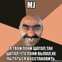 mj я твой пони шатал,так шатал,что пони выпал,не пытаться восстановить.