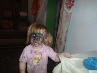Создать мем Девочка с чёрным лицом