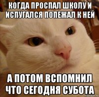 когда проспал школу и испугался попежал к ней а потом вспомнил что сегодня субота