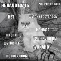 Не надо ехать тут жизни нет шуток не осталось не осталось жизни нет чашечку русиано русиано нет шуток нет не надо