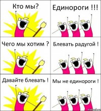 Кто мы? Единороги !!! Чего мы хотим ? Блевать радугой ! Давайте блевать ! Мы не единороги !