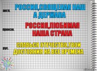 Россия,священая наш а держава Россия,любимая наша страна Славься отечество,твои достояния на все времена