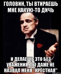 головин, ты втираешь мне какую-то дичь и делаешь это без уважения. ты даже не назвал меня "крёстная"