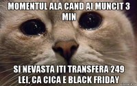 momentul ala cand ai muncit 3 min si nevasta iti transfera 249 lei, ca cica e black friday