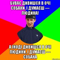 буває дивишся в очі собаки, і думаєш — людина! а іноді дивишся в очі людини, і думаєш — собака