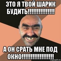 это я твой шарик будить!!!!!!!!!!!!!!! а он срать мне под окно!!!!!!!!!!!!!!!!!!