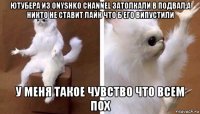 ютубера из onyshko channel затолкали в подвал.а никто не ставит лайк что б его випустили у меня такое чувство что всем пох