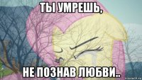 ты умрешь, не познав любви..