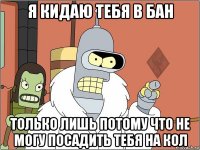 я кидаю тебя в бан только лишь потому что не могу посадить тебя на кол
