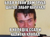 бодя я твой дом труба шатал забор карачал в колодец ссал и калитка хлопал