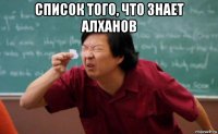 список того, что знает алханов 