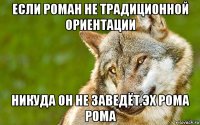 если роман не традиционной ориентации никуда он не заведёт.эх рома рома