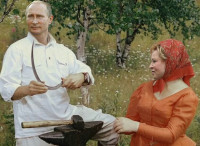 Создать мем Красноармеец путин