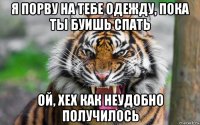 я порву на тебе одежду, пока ты буишь спать ой, хех как неудобно получилось