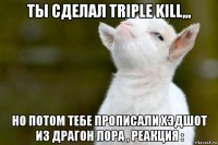 ты сделал triple kill,,, но потом тебе прописали хэдшот из драгон лора , реакция :