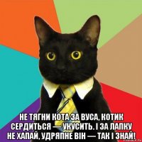  не тягни кота за вуса, котик сердиться — укусить. і за лапку не хапай, удряпне він — так і знай!