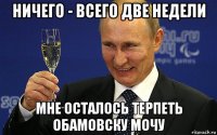 ничего - всего две недели мне осталось терпеть обамовску мочу
