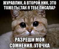 журавлик, а второй ник, это тоже ты,так я тебе писала? разреши мои сомнения. уточка