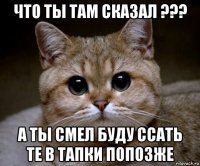 что ты там сказал ??? а ты смел буду ссать те в тапки попозже