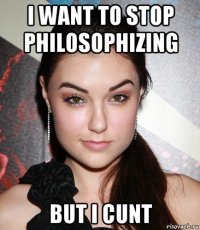 i want to stop philosophizing but i cunt